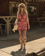 Rodeo Riviera Faux Suede Embroidered Paisley Vest Top