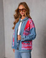 Muccia Knit Overlay Denim Jacket