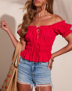 Riviera Bliss Cotton Eyelet Front Tie Top