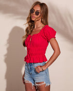 Riviera Bliss Cotton Eyelet Front Tie Top