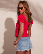 Riviera Bliss Cotton Eyelet Front Tie Top