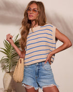 Quiet Tide Striped Knit Sleeveless Sweater
