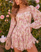 Cream Floral % Lendie Fitted Waist Romper-1