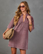Easy Sunrise Shift Mini Shirt Dress