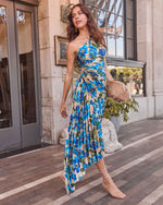 Modern Day Glam Printed One Shoulder Asymmetrical Maxi Dress