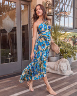 Modern Day Glam Printed One Shoulder Asymmetrical Maxi Dress