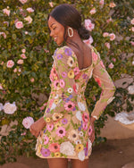 Bloom Ahead Mesh Floral Applique Mini Dress