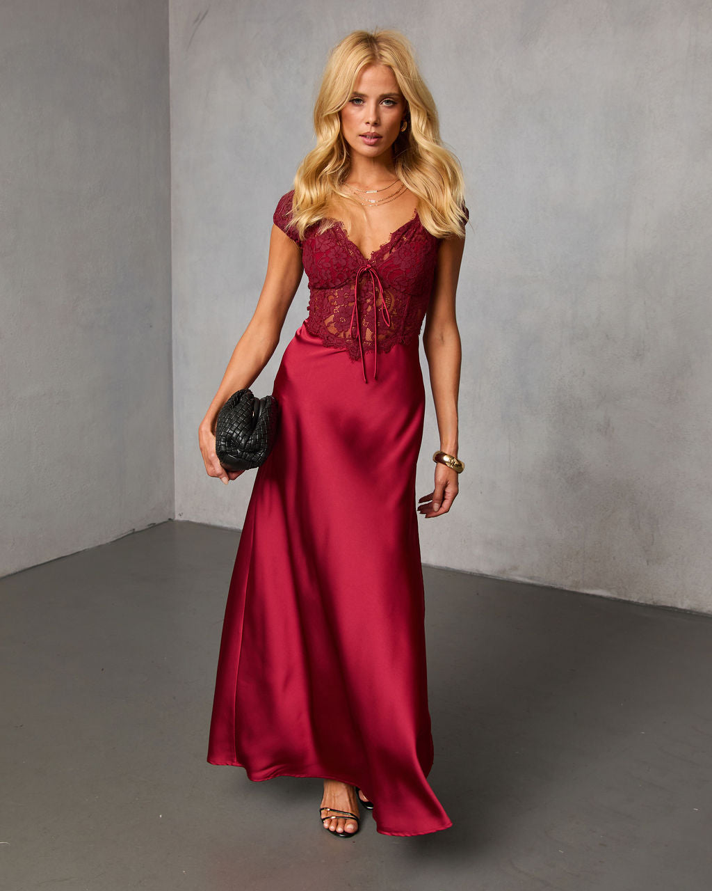 satin and lace maxi dress Polished Romance in Wine This piece is destined SLEEVE:33 category__SHOPIFY_COLLECTIONS_CAMPAIGN_WOMENSONLYATJD Holiday Dress Summer Dresses