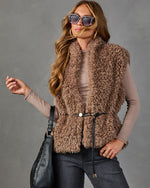 Clarisse Belted Shaggy Faux Fur Vest