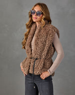 Clarisse Belted Shaggy Faux Fur Vest