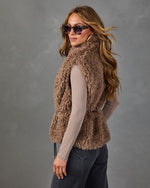 Clarisse Belted Shaggy Faux Fur Vest