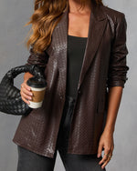 Midnight Chai Textured Leather Blazer