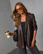 Midnight Chai Textured Leather Blazer