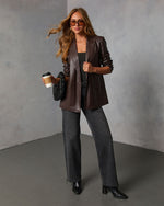Midnight Chai Textured Leather Blazer