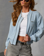 Forward Motion Faux Suede Bomber Jacket