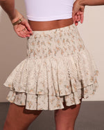 Prairie Peony Floral Ruffle Lace Trim Mini Skirt