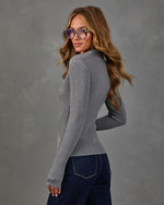 Emana Ribbed Quarter Button Down Top