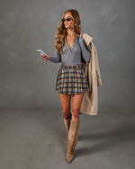 Emana Ribbed Quarter Button Down Top