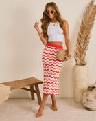 Warm Sand Wavy Knit Midi Skirt