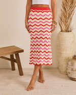 Warm Sand Wavy Knit Midi Skirt