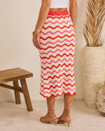 Warm Sand Wavy Knit Midi Skirt