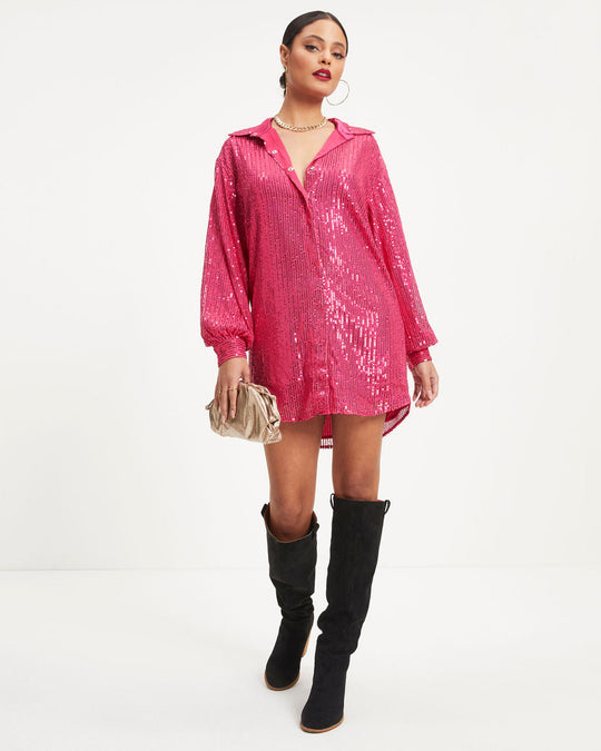 Hot Pink %  Glamour State Of Mind Snap Up Tunic-1