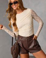 Zavina Ruched Lace Floral Top