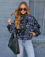 Black % Brianna Paisley Quarter Zip Sweatshirt-2