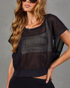 City Leisure Cotton Open Knit Mesh Top