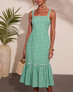 Summer Loving Gingham Print Midi Dress