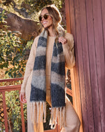 Black % Claire Large Pattern Blanket Scarf-1