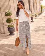 Fall Favorite Plaid Drawstring Maxi Skirt