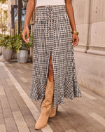 Fall Favorite Plaid Drawstring Maxi Skirt
