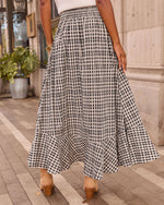 Fall Favorite Plaid Drawstring Maxi Skirt