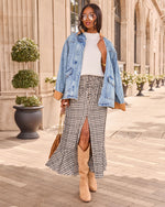 Fall Favorite Plaid Drawstring Maxi Skirt