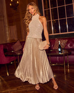 Midnight Agenda Pleated Satin Midi Skirt