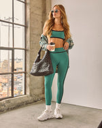 Emerald/Black % Power Surge Contrast Trim Sports Bra-2