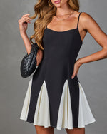 Moon Gathering Color Block Mini Dress