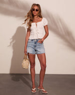 Riviera Bliss Cotton Eyelet Front Tie Top
