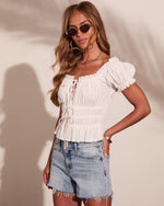 Riviera Bliss Cotton Eyelet Front Tie Top