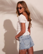 Riviera Bliss Cotton Eyelet Front Tie Top