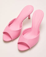 Liorra Vegan Leather Heeled Peep Toe Mules