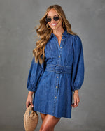 Larisa Belted Denim Mini Dress