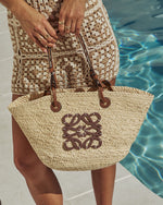 Palm Leaf Monogram Straw Tote Bag