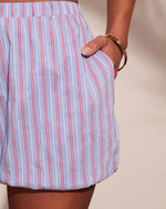 Honey Harbor Striped Bubble Hem Mid Rise Shorts