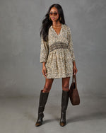 Autumn Meadow Abstract Print Mini Dress