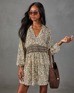 Autumn Meadow Abstract Print Mini Dress