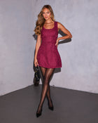 Izel Frayed Trim Tweed Mini Dress