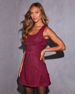 Izel Frayed Trim Tweed Mini Dress