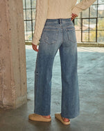 Cooper Super Stretch High Rise Wide Leg Distressed Jeans
